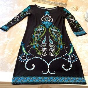 Like New Elegant Black Paisley Dress